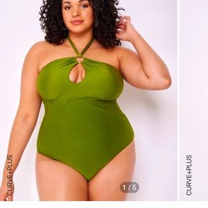 Ring linked halter one piece swim